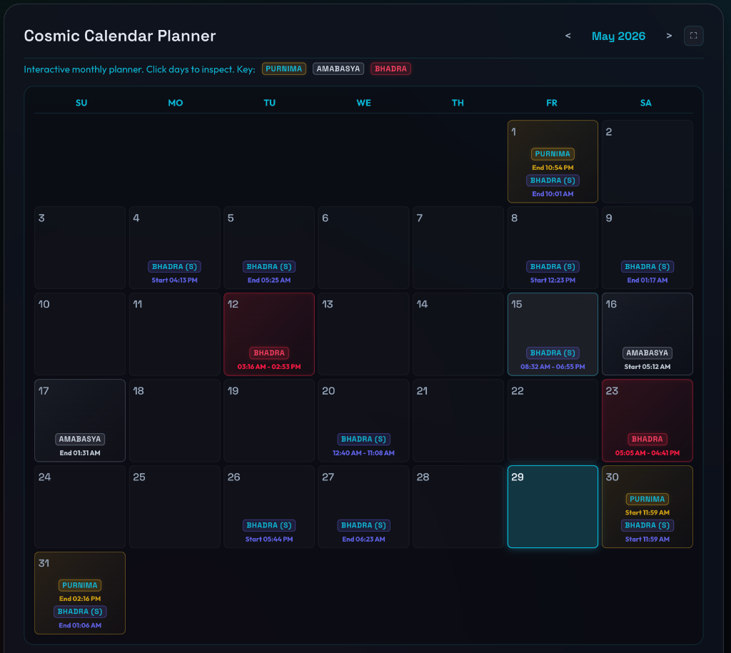 Cosmic Calendar Planner